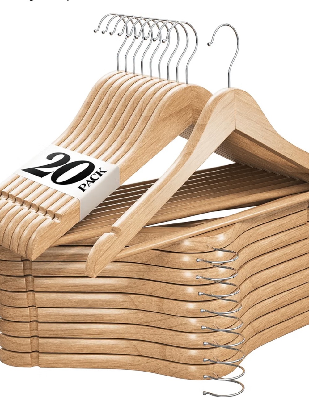 Premium Wooden Hangers 20 Pack - Durable Non Slip Coat Hangers Heavy Duty